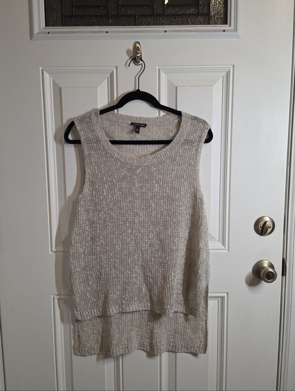 Eileen Fisher Cream Sleeveless Knit Tunic
